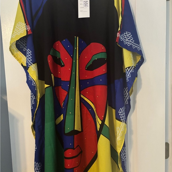 Jessica Taylor Other - Women’s Multicolor Abstract Face Kaftan